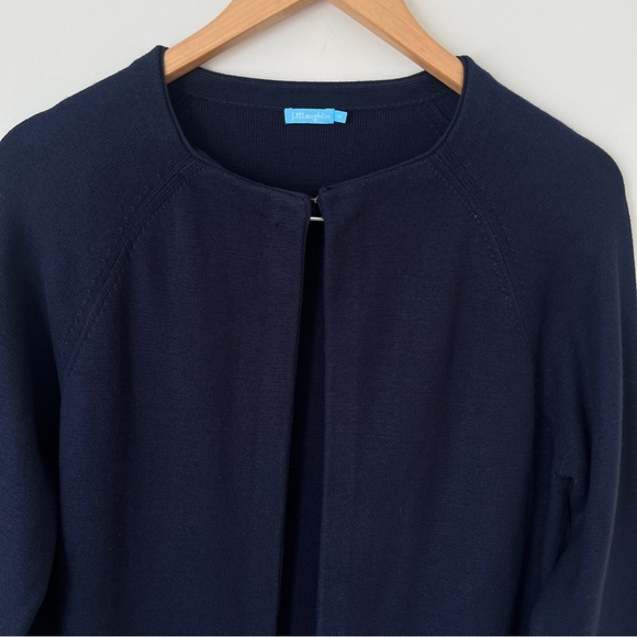 J. McLaughlin Corver Knit Cardigan Navy Blue Long Sleeve Zebra Cuffs - Picture 4 of 9